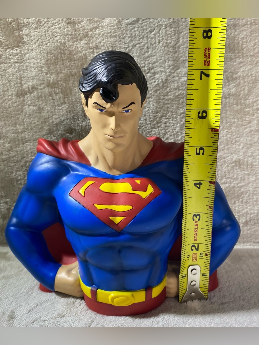 Monogram DC Comics Superman Plastic Coin Bank Bust Figure w/ Coin Slot Blue Red - Picture 10 of 12